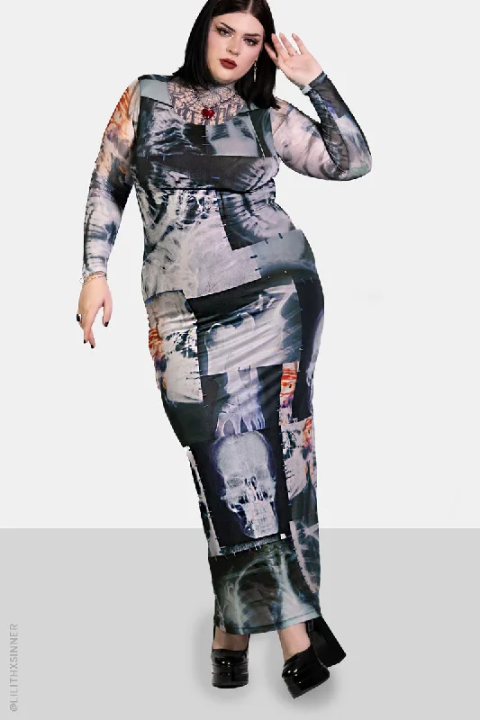 Women's Evening Wear Attire Trend Forward Women's Wear Skeletal Maxi Dress