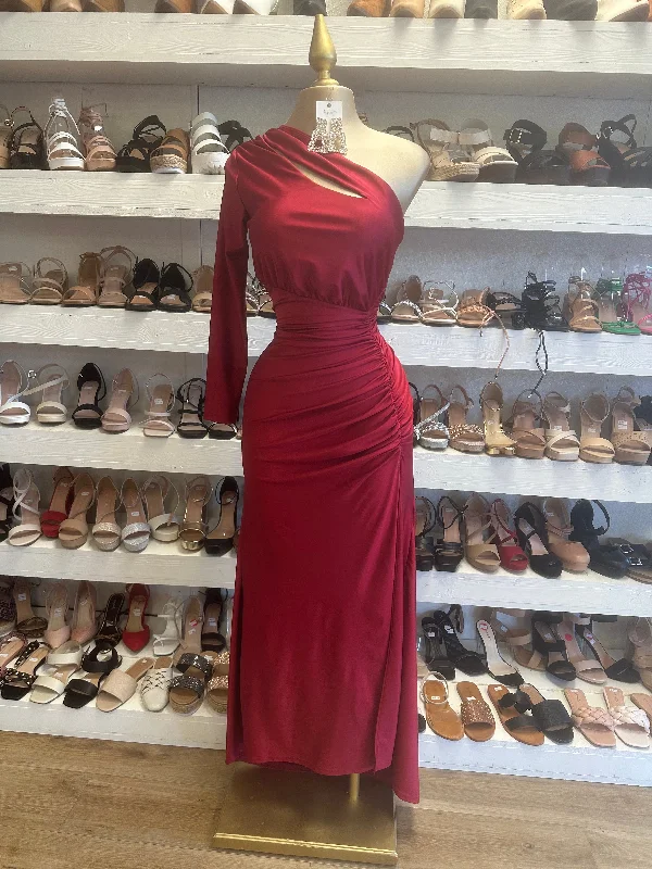 The Latest Fashion Trends Red Cutout Ruched Dress