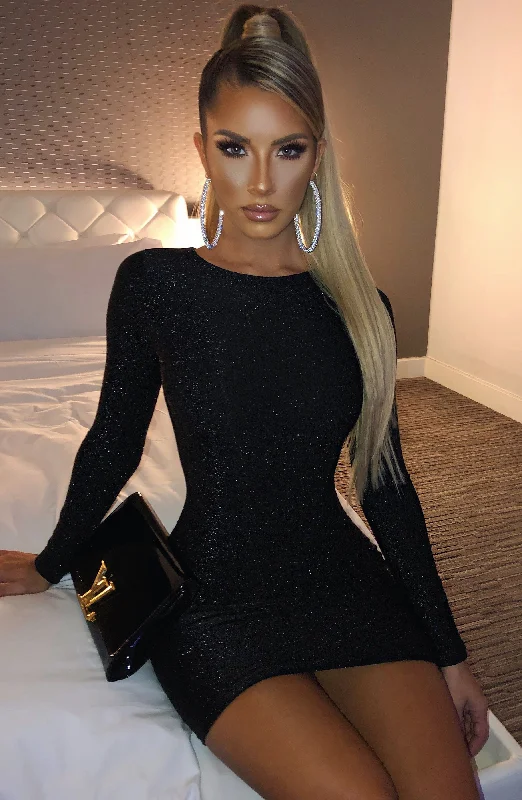 Women's Comfortable Lounge Attire Great Prices On Feminine Styles Rilee Mini Dress - Black Sparkle
