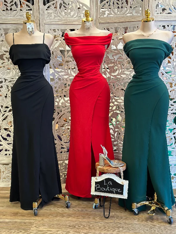 Women's Stylish Casual Garments Evening Elegance Off Shoulder Draped Gown- Stretchy,Estira