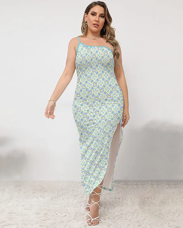 Comfortable Women's Clothes Chic Style La Dolce Lemon Tile One-Shoulder Maxi Dress