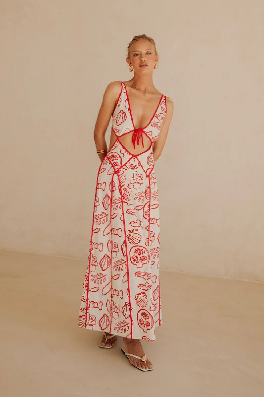 Trend Forward Threads For Her Eliska Dress - Shoreline Red