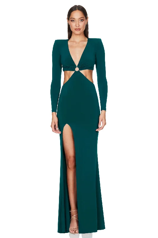 Women's Tailored Outfit Y2K Nostalgic Fashion Look RILEY RING CUT OUT GOWN