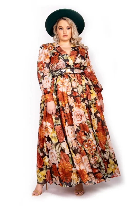 Chic Women's Attire Contemporary Chic The Autumn Queen - Chiffon Maxi dress
