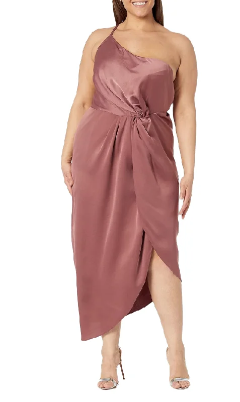 Women's Professional Apparel Sleek Design 14W - city chic rose knotted one shoulder midi dress