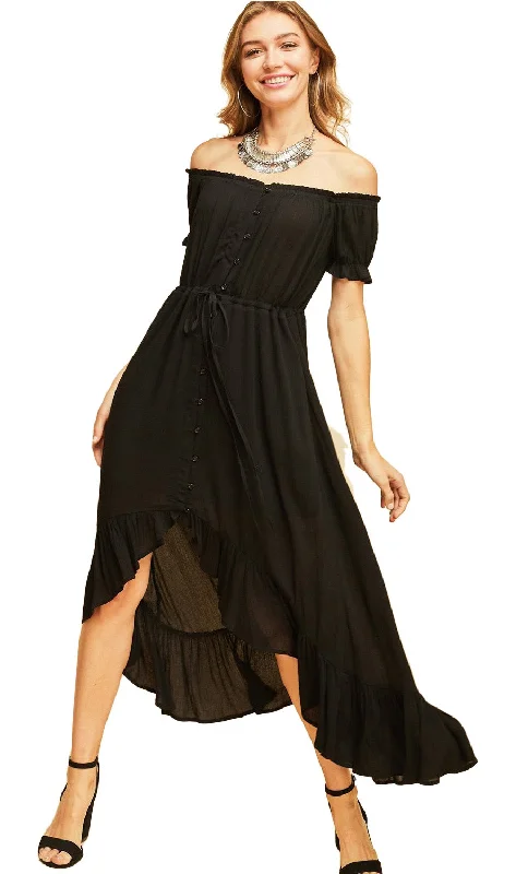 Saturday Savings – Your Favorite Items On Sale Off the Shoulder High Low Dress, Black