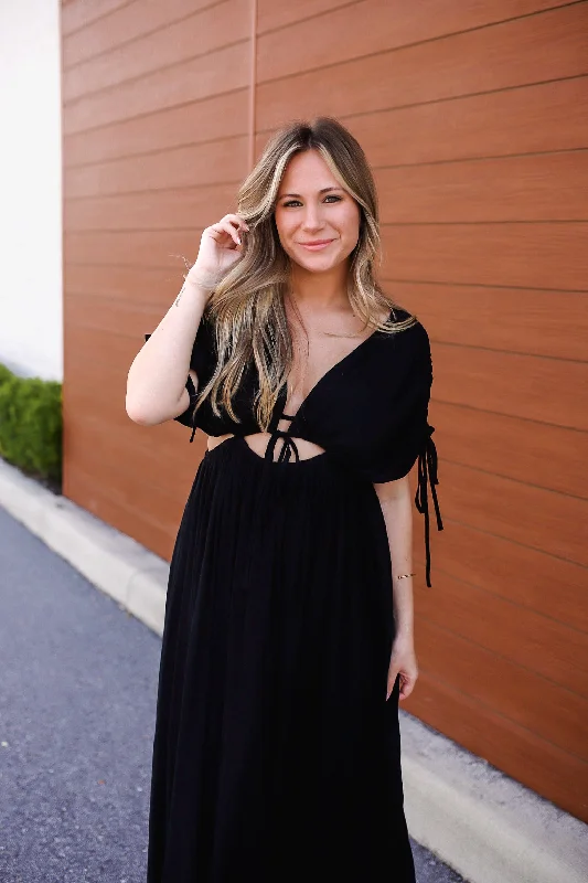 Women's Romantic Outfit Huge Discounts This Week Embrace the Memories Shirred Maxi Dress - Black Women's Romantic Outfit Huge Discounts This Week Embrace the Memories Shirred Maxi Dress - Black
