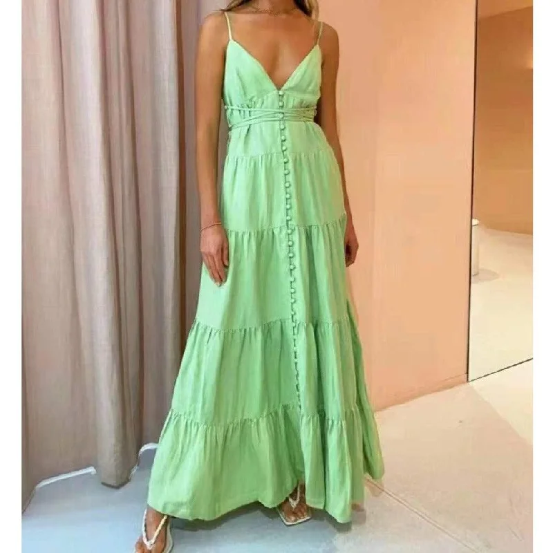 Women's Casual Wear Clothes Limited Time Offer KittenAlarm - Spencer Spaghetti Strap Solid Maxi Dress