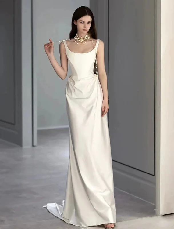Women's Clothing For Everyday Wear Feminine Soft - Hued Look Sleeveless Bridal Dress,satin Wedding Dress,elegant Wedding Dress