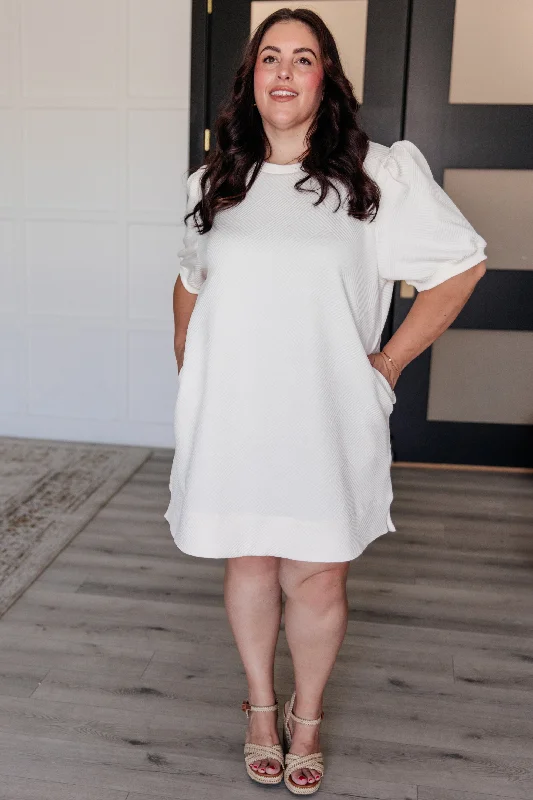 The Sale You'Ve Been Waiting For Across Town Puff Sleeve Quilted Dress