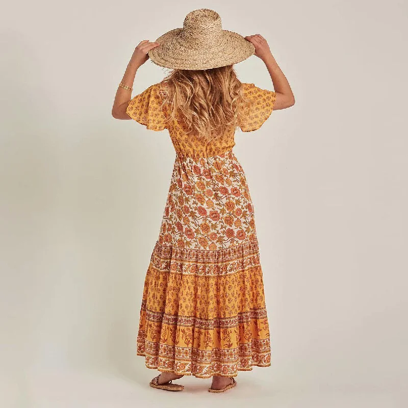 Women's Seasonal Attire Luxury Style JuliaFashion-Butterfly Sleeve Button Down V-Neck Maxi Dress Women's Seasonal Attire Luxury Style JuliaFashion-Butterfly Sleeve Button Down V-Neck Maxi Dress