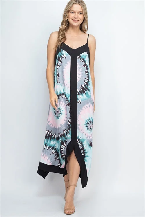 Chic Women's Garments Feminine Flow Black Gray and Jade Maxi Dress