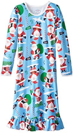 Women's Trendy Activewear Apparel Trendy Clothing Sale Sara's Prints Blue Santa Nightgown