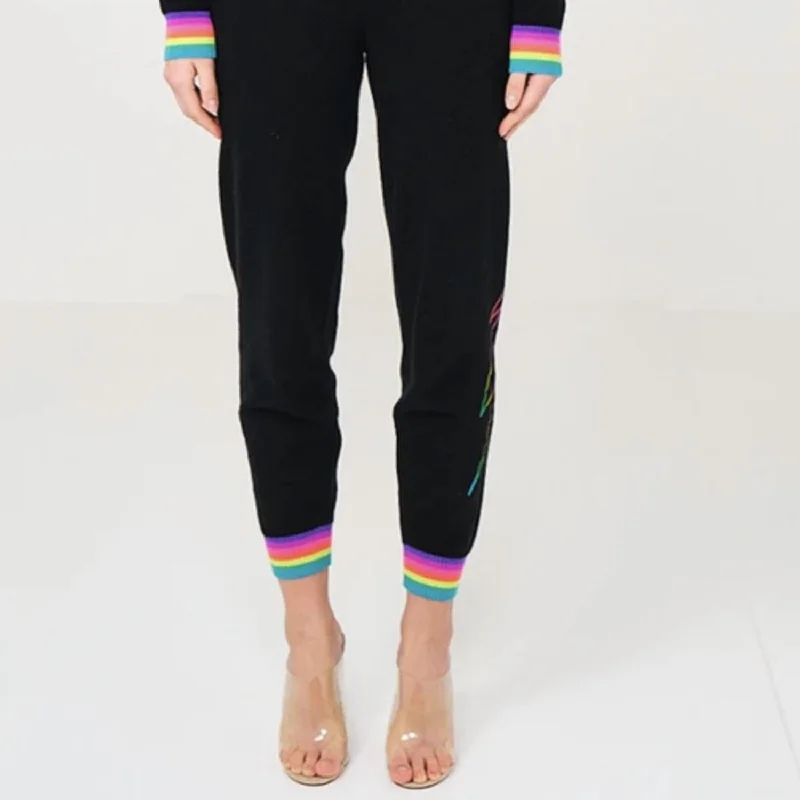 Women's Chic Outerwear Garments Colorful Clothing Rainbow Thunder Strike Cashmere Jogger In Multi Women's Chic Outerwear Garments Colorful Clothing Rainbow Thunder Strike Cashmere Jogger In Multi