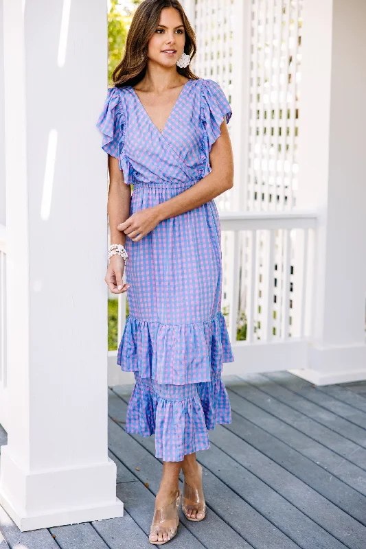 Classic Clothes For Women Quality Driven Apparel In Your Heart Blue Gingham Maxi Dress Classic Clothes For Women Quality Driven Apparel In Your Heart Blue Gingham Maxi Dress