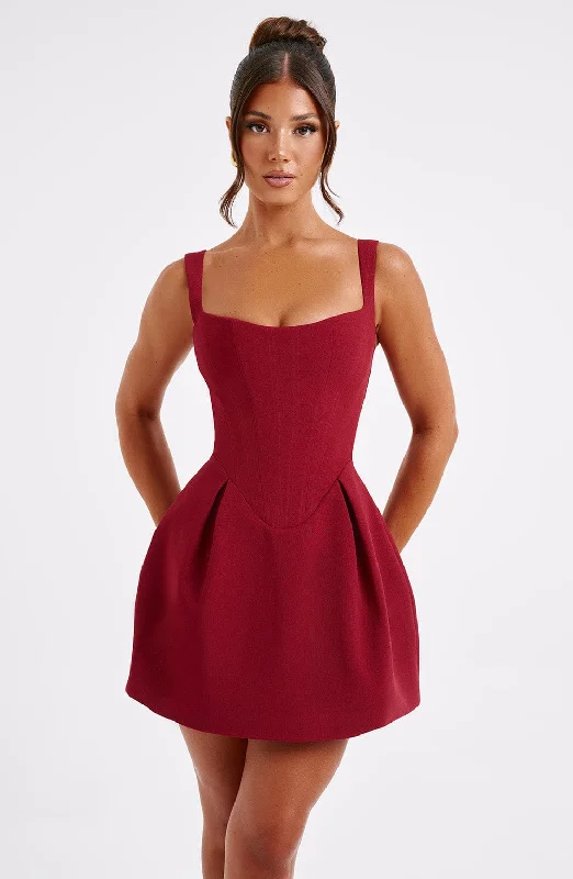 Stylish Women's Garments Spring Wardrobe Janiyah Mini Dress - Wine