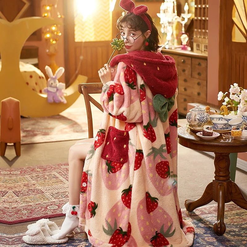 Tailored Clothing For Women Style Beyond Borders Oversized Fuzzy Strawberry Nightgown