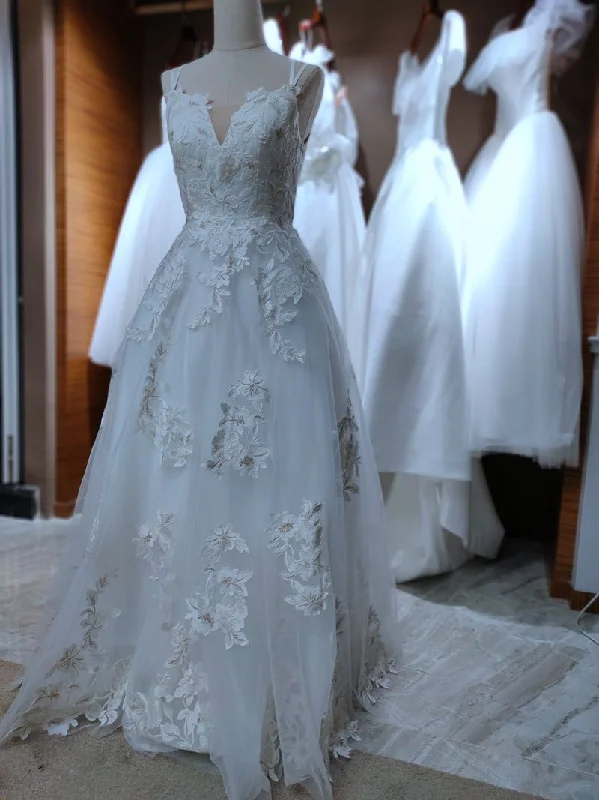 Women's Resort Apparel Unleash Your Fashion spaghetti strap wedding dress,lace bridal dress,sexy backless wedding dress