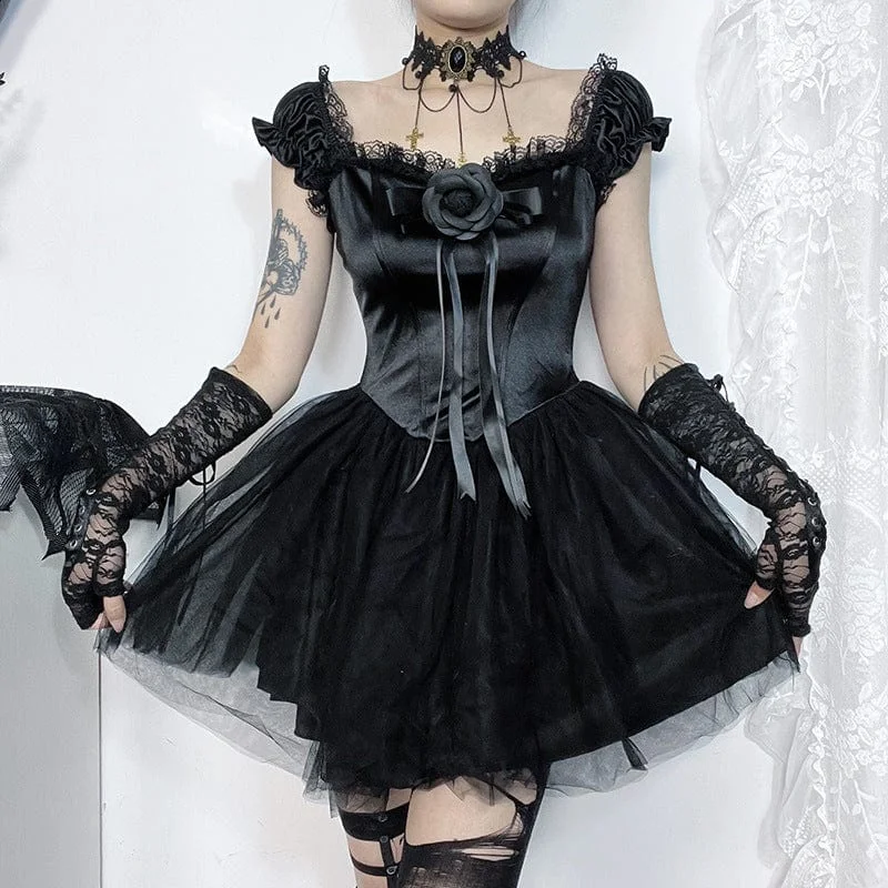 Classic Clothes For Women Limited Stock, Big Sale Women's Gothic Off-the-shoulder Rose Gown Dress