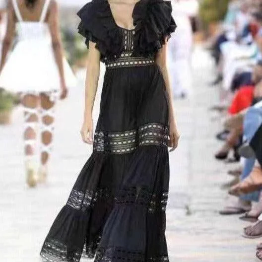 Women's Sporty Clothes Elevate Your Wardrobe KittenAlarm - Brana Ruffle Sleeves Maxi Dress