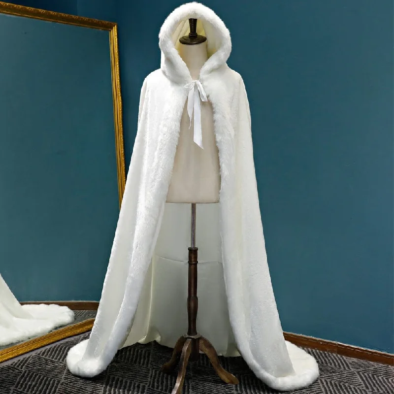 Women's Transitional Attire Exclusive Discounts Winter Faux Fur Long Wedding Cape