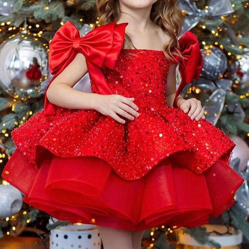 Women's Trendy Garments Fashion For Every Occasion Cute Christmas Dress Baby Girl Sequins Pageant Dress Toddler Birthday Party Ball Gown