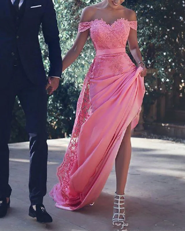 Women's Vintage Clothes Style Breakthroughs Siaoryne Hot Pink/Light Blue Lace Off Shoulder Women Formal Wedding Party Gowns Engagement Prom Dresses Long PL306 Women's Vintage Clothes Style Breakthroughs Siaoryne Hot Pink/Light Blue Lace Off Shoulder Women Formal Wedding Party Gowns Engagement Prom Dresses Long PL306