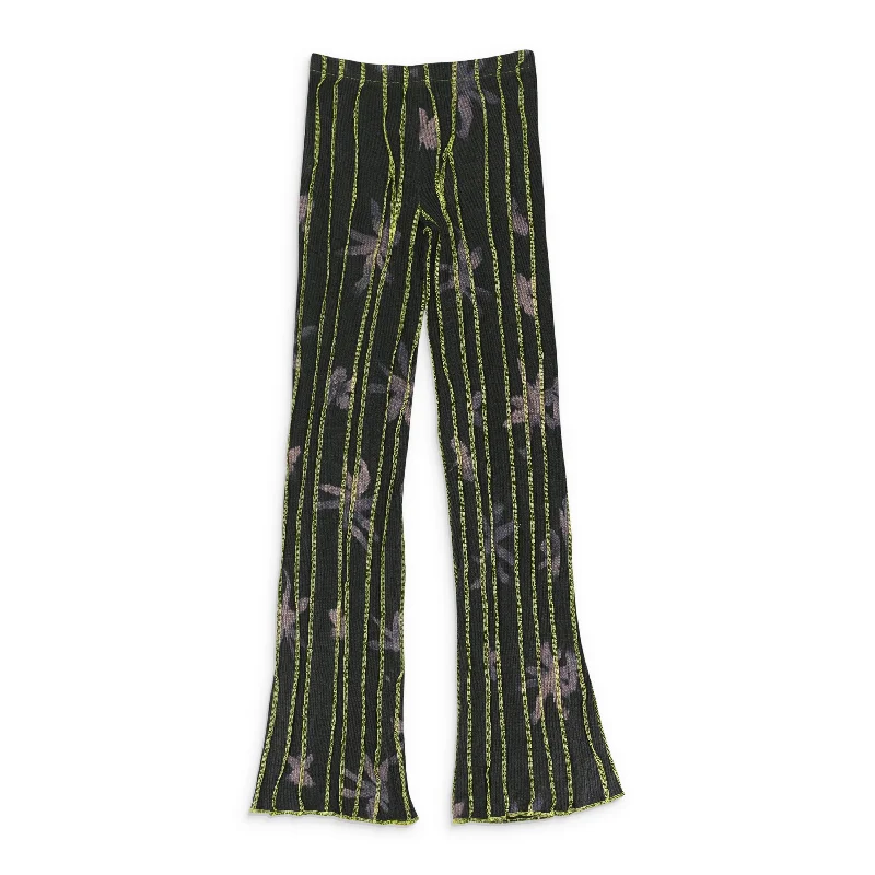 Affordable Women's Garments Big Discounts ANENOME PRINT 3D STRIPE BLACK GREEN STRAIGHT PANTS Affordable Women's Garments Big Discounts ANENOME PRINT 3D STRIPE BLACK GREEN STRAIGHT PANTS
