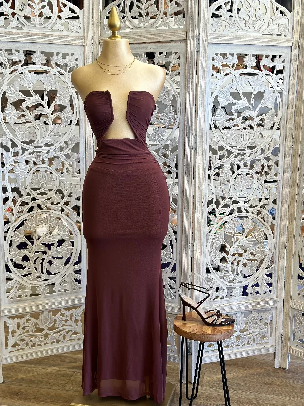 Women's Elegant Apparel Odd Size Clearance Sale Burgundy Underwired Mesh Midi Dress - Estira, Stretchy Women's Elegant Apparel Odd Size Clearance Sale Burgundy Underwired Mesh Midi Dress - Estira, Stretchy