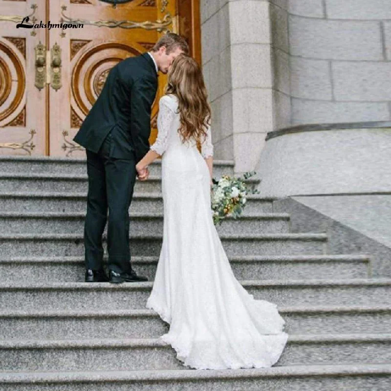 Fashionable Women's Outfit The Good Stuff Roycebridal Simple Lace Mermaid Wedding Dress Sexy Bridal Dress