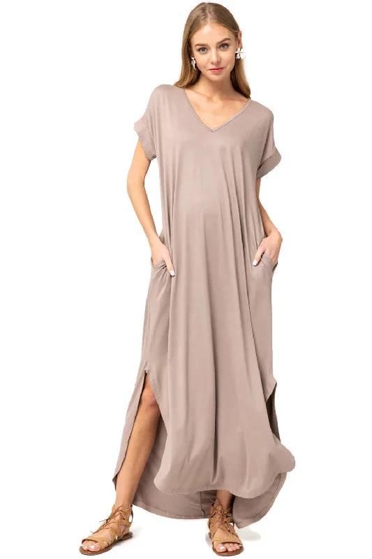 Women's Layered Outfit Discover Now Everyday Pocket Maxi Dress, Shitake