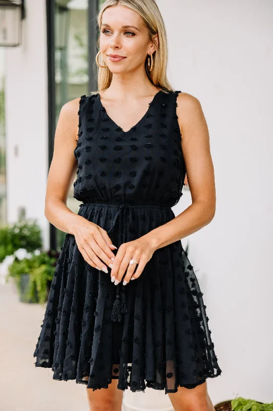 Charming Women's Clothes For Special Events Dreamy Draping Darling Love Black Swiss Dot Dress