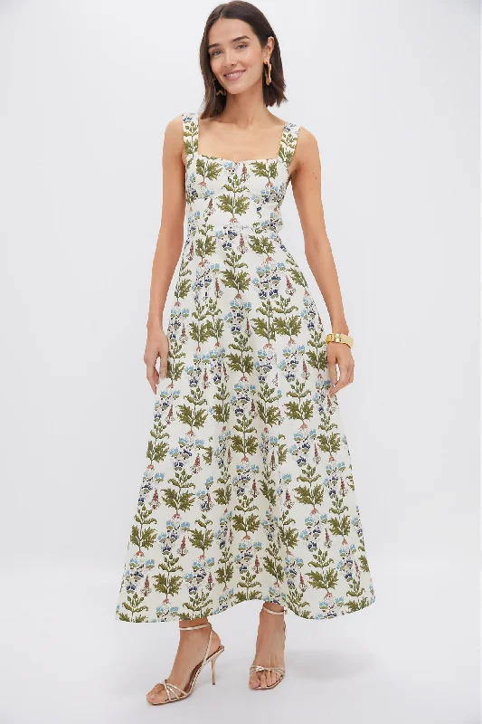 Women's Work Outfit For The Office Trending Items Ivory Persian Botanic Azzurra Midi Dress Women's Work Outfit For The Office Trending Items Ivory Persian Botanic Azzurra Midi Dress