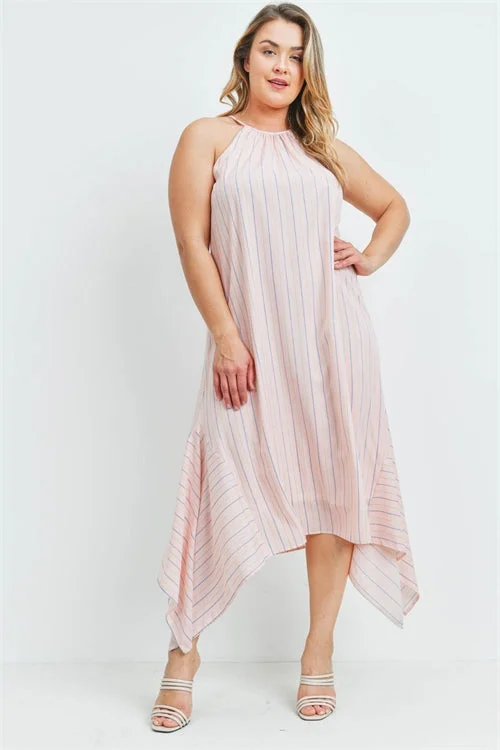Women's Outerwear Apparel Limited - Edition Drops Peach Stripe Plus Size Maxi Dress