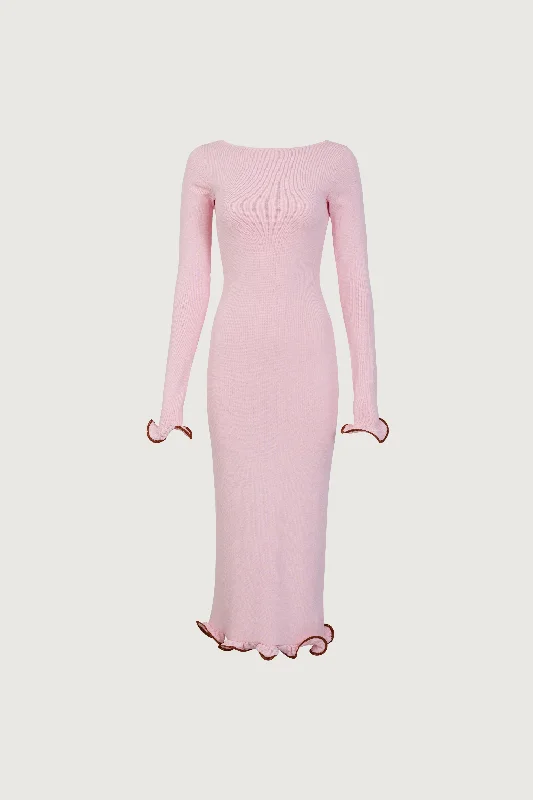 Women's Apparel Absurdly Cheap Sale Ruffle Hem Midi Dress (Baby Pink)