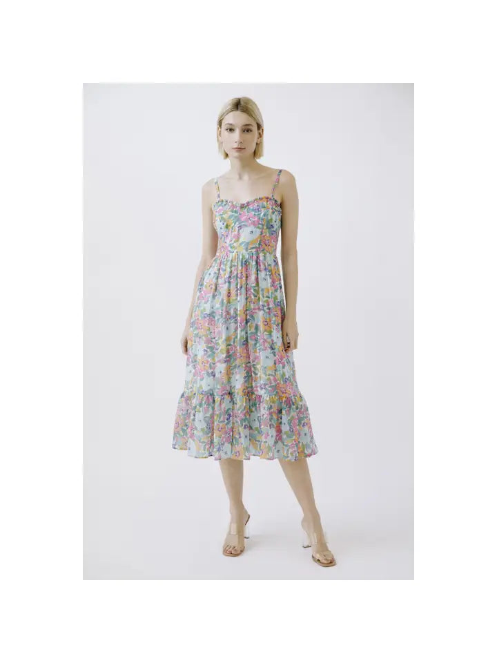 Women's High-Fashion Clothes Lightweight Fabric CONVERTABLE STRAP MIDI DRESS