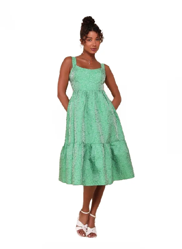 Women's Clothing Apparel Sets Graceful Fashion M - lulus green textured babydoll midi dress