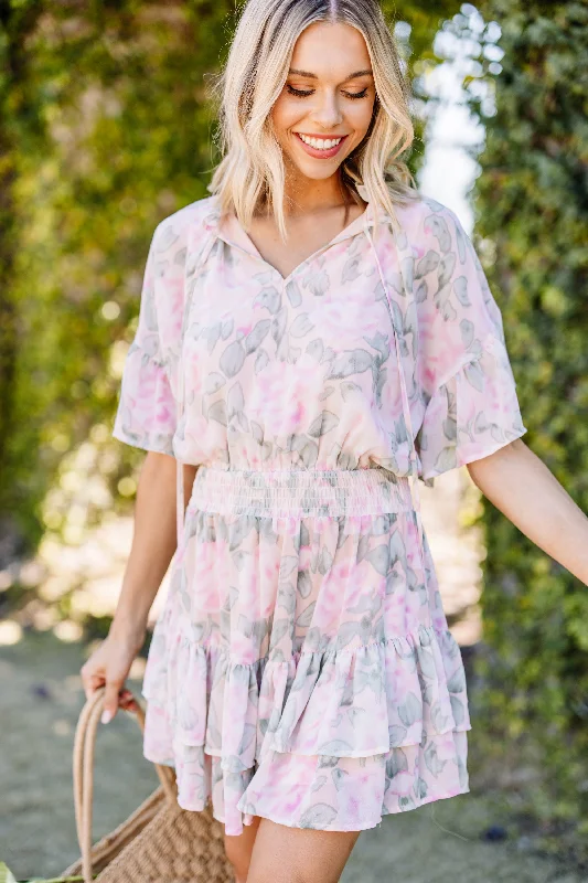 Women's Plus-Size Clothes Style Revolution Listen To Your Heart Peach Pink Floral Dress