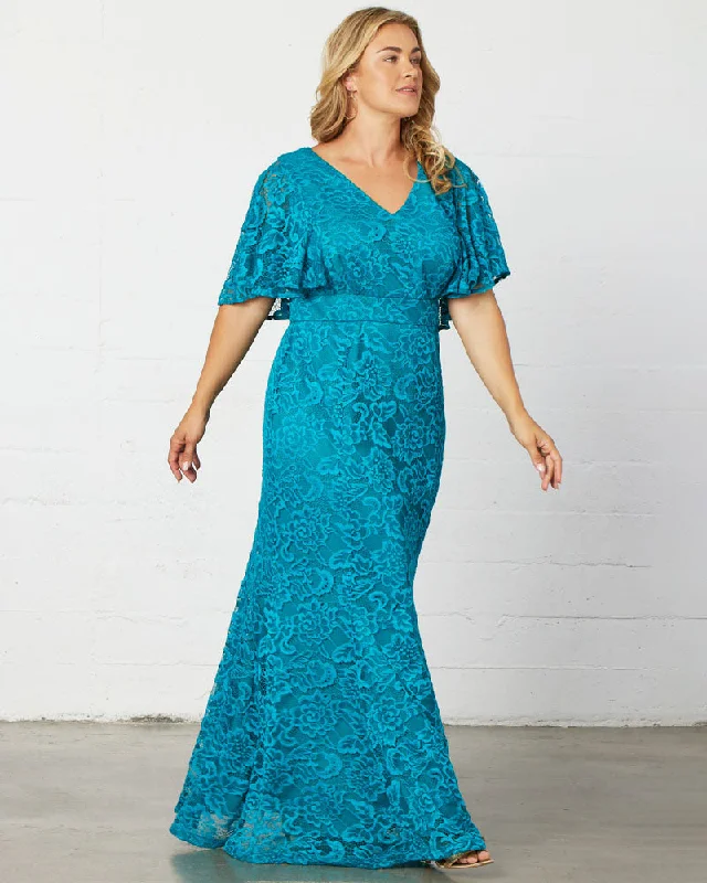 Women's Work Outfit Unleash Your Trendy Side Duchess Lace Evening Gown - Sale!