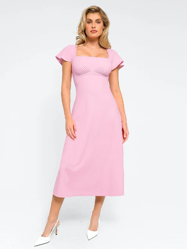 Women's High-Fashion Garments Unbeatable Deals Shapewear Built-In Tummy Control A-Line Midi Dresses