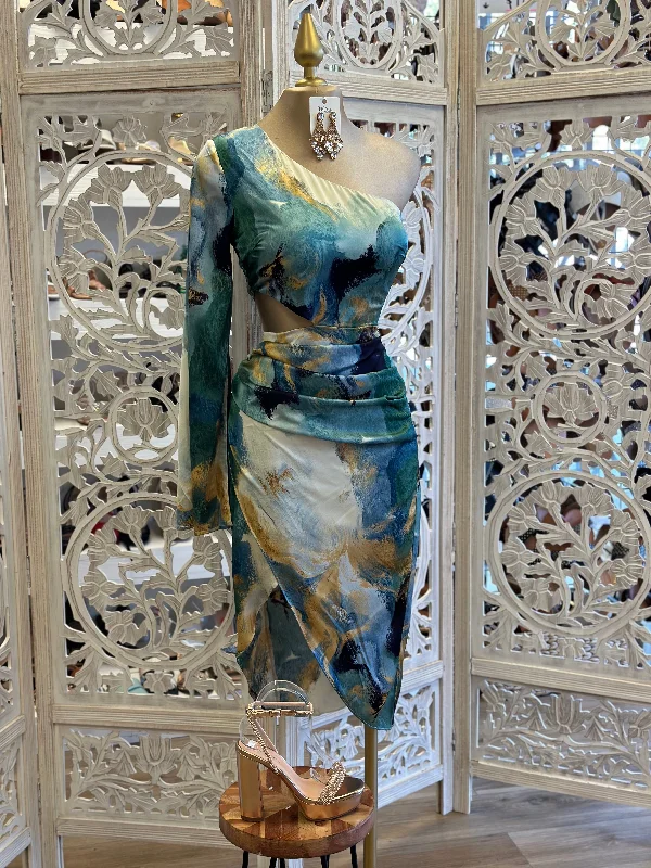 Affordable Elegance – Best Deals On Women's Fashion One Sleeve Tie Dye Dress