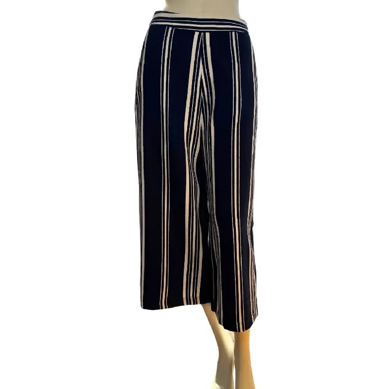 Women's Date Night Outfit Trend Alert Classic Navy Striped Wide Leg Pants In Navy, White Women's Date Night Outfit Trend Alert Classic Navy Striped Wide Leg Pants In Navy, White