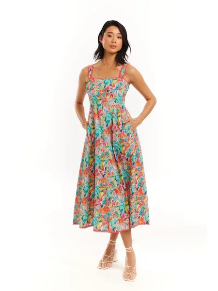 Women's Holiday Clothing Cottagecore Rustic Charm Style JULIANA MIDI DRESS
