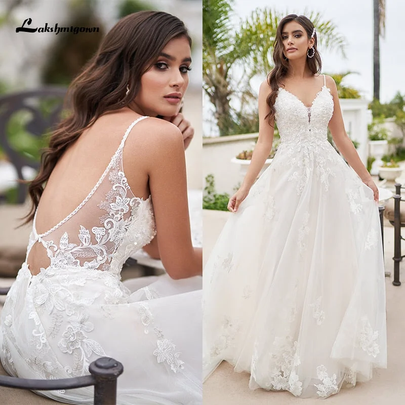 Vintage-Inspired Women's Apparel Style Your Wardrobe Roycebridal Vintage A-Line Beach Wedding Dress With Beaded Floral Lace Appliques Simply Spaghetti Straps Boho Bridal Gown robe de mariee