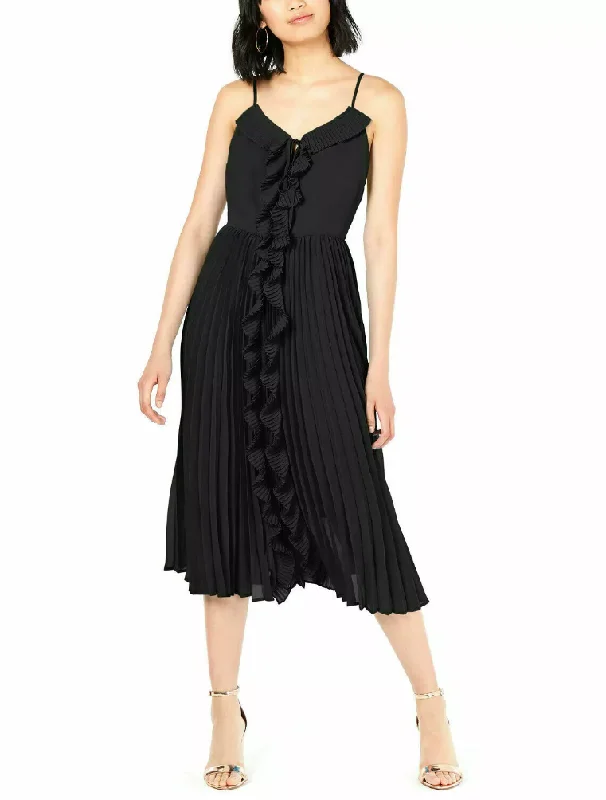 Women's Comfortable Apparel Timeless Elegance 4 - bar iii black pleated midi dress