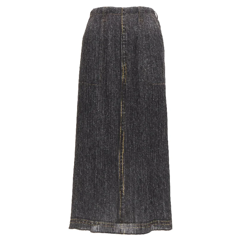 Stylish Women's Outerwear Apparel Lighten Up With Nordic Styles Issey Miyake Pleats Please overstitched denim tromp loeil skirt Stylish Women's Outerwear Apparel Lighten Up With Nordic Styles Issey Miyake Pleats Please overstitched denim tromp loeil skirt