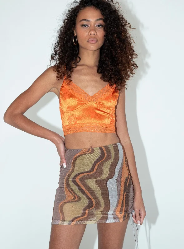 Women's Formal Clothes Clearance Event Motel Analia Mini Skirt Earthy Gradient Brown Women's Formal Clothes Clearance Event Motel Analia Mini Skirt Earthy Gradient Brown