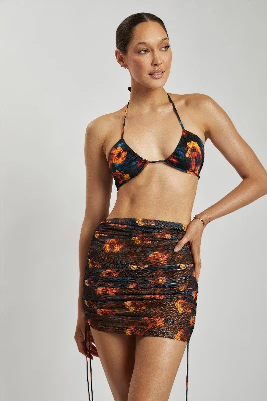 Women's Plus-Size Garments Feminine Soft - Hued Look Lindsey Mesh Ruched Side Skirt - Abstract Floral Women's Plus-Size Garments Feminine Soft - Hued Look Lindsey Mesh Ruched Side Skirt - Abstract Floral
