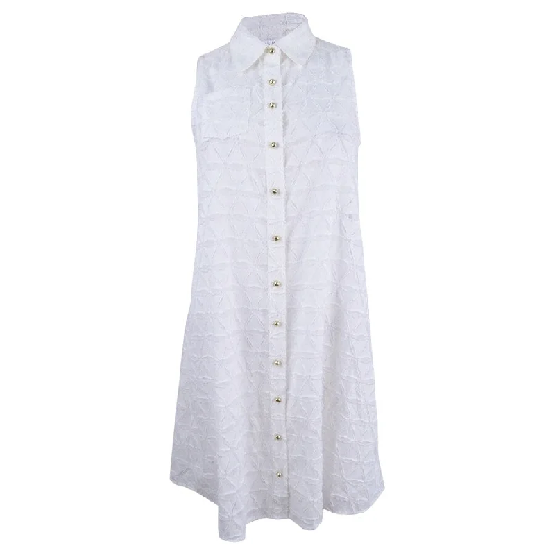 Women's Travel Outfit Set Exclusive Designer Collection Calvin Klein Women's Sleeveless Textured Shirtdress