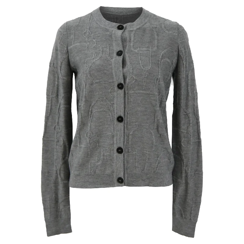 Women's Clothing For Outdoor Events Polished Finish Hermès Textured Cardigan in Grey Cashmere Women's Clothing For Outdoor Events Polished Finish Hermès Textured Cardigan in Grey Cashmere